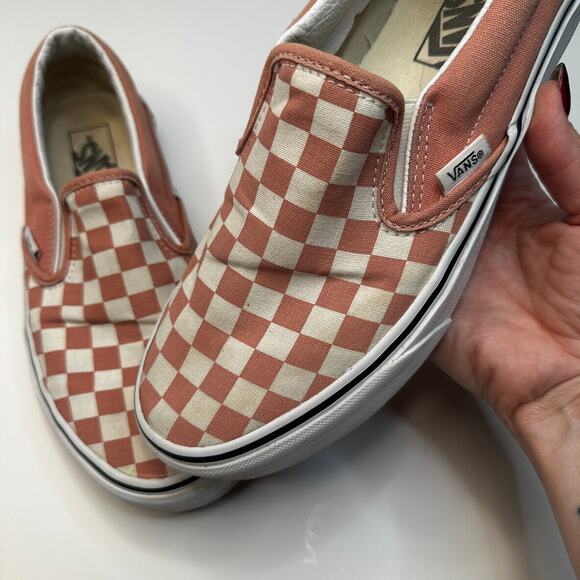 VANS Pink Checks Classic Slip On shoes - Picture 3 of 7